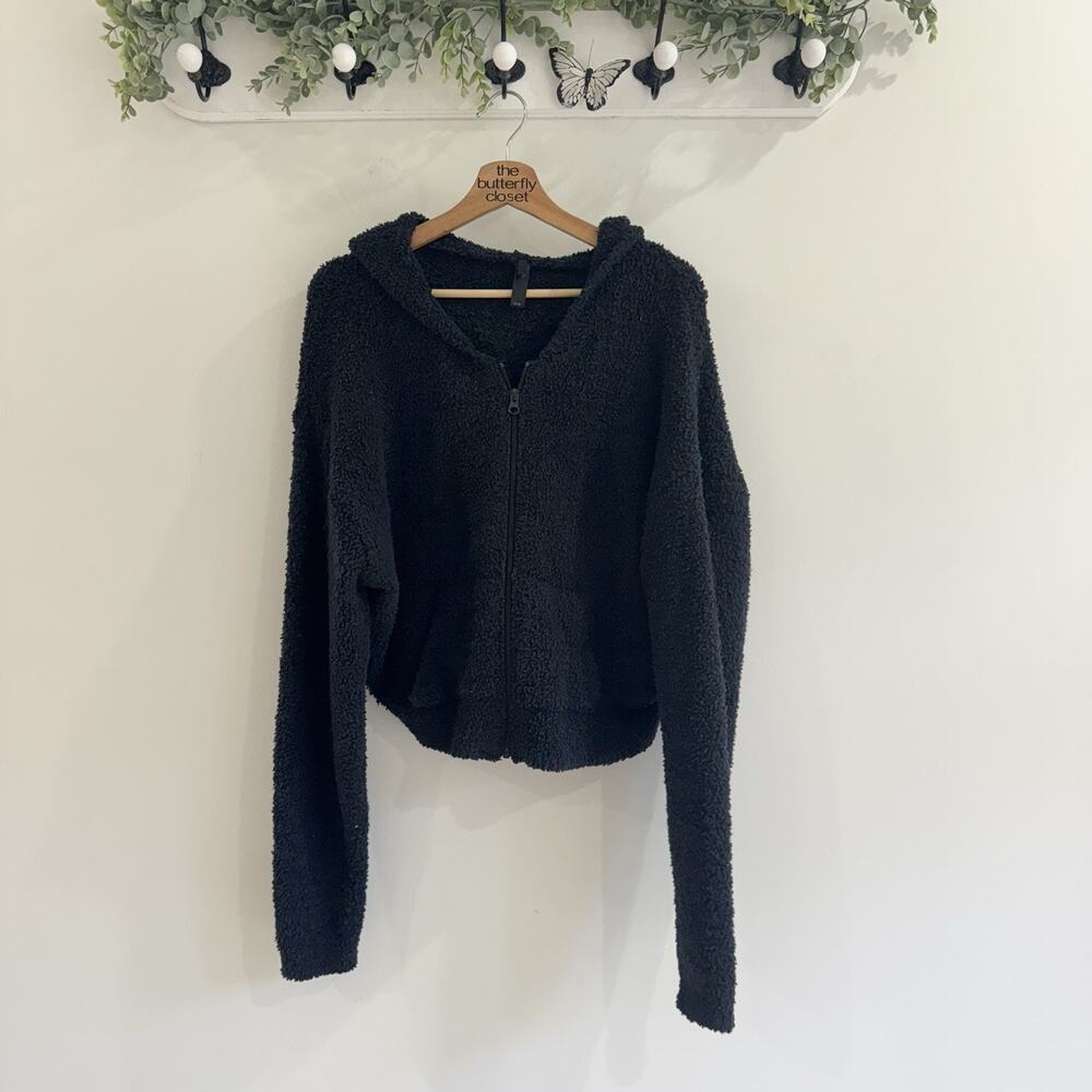 Skims Cozy Knit Zip Up Hoodie Black 2X